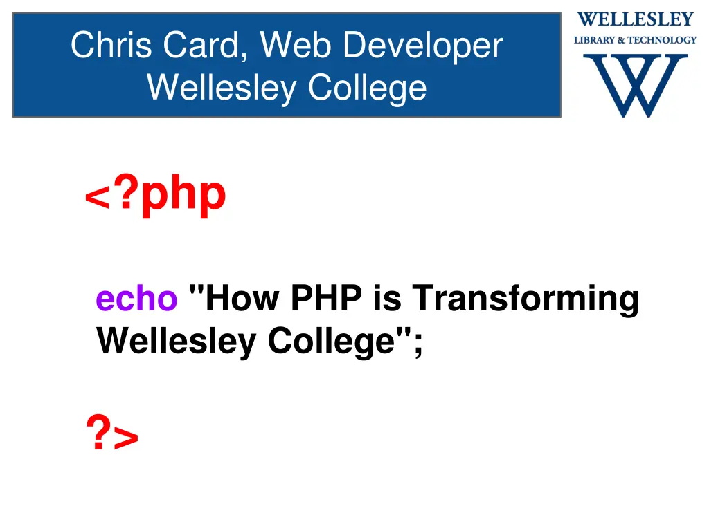 chris card web developer wellesley college n.w