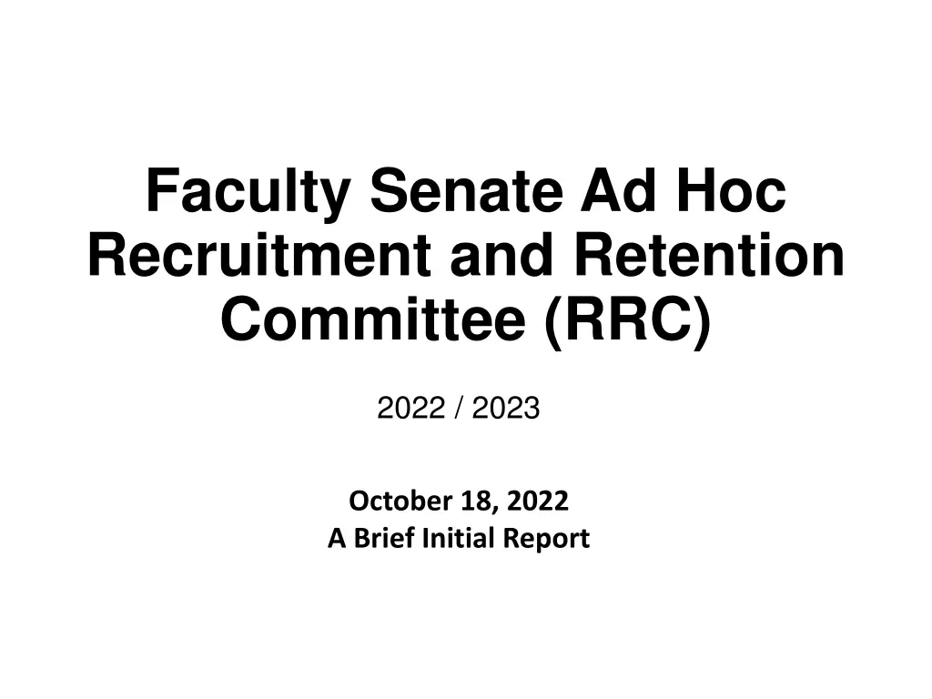 faculty senate ad hoc recruitment and retention n.w