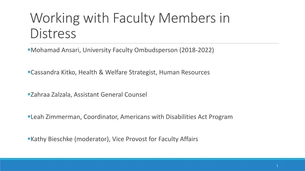 working with faculty members in distress n.w