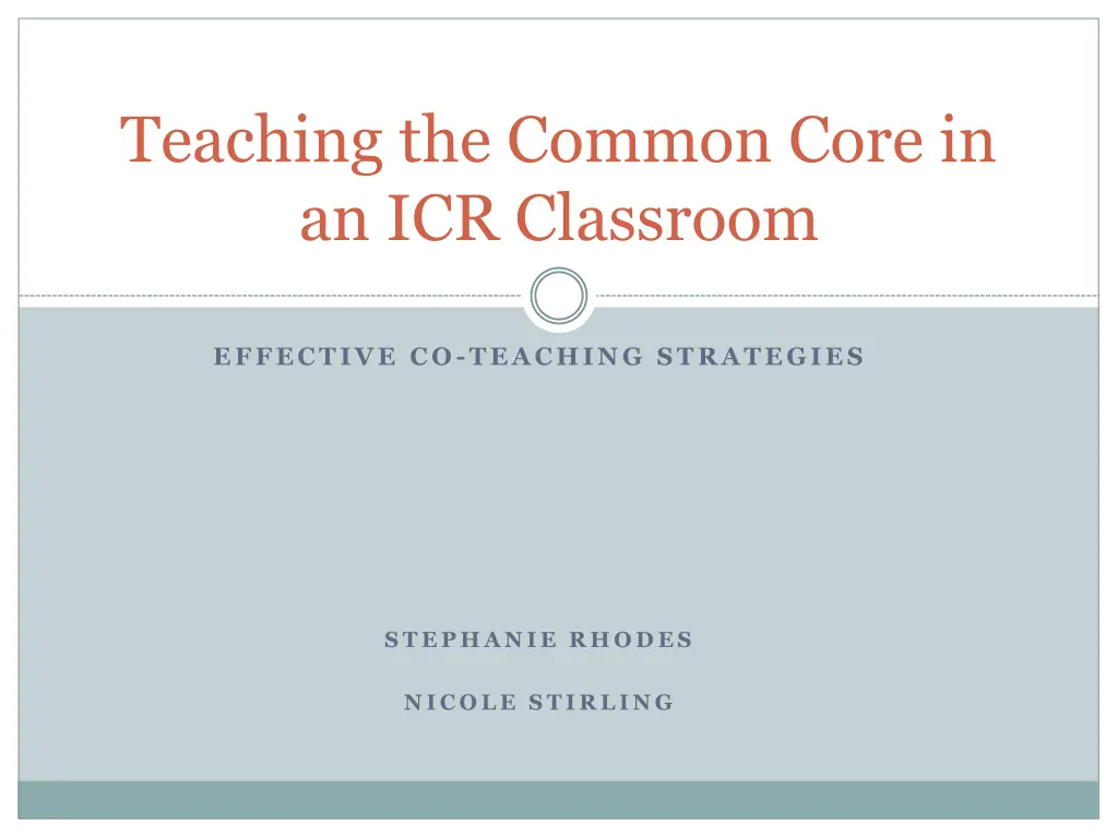 teaching the common core in an icr classroom n.w
