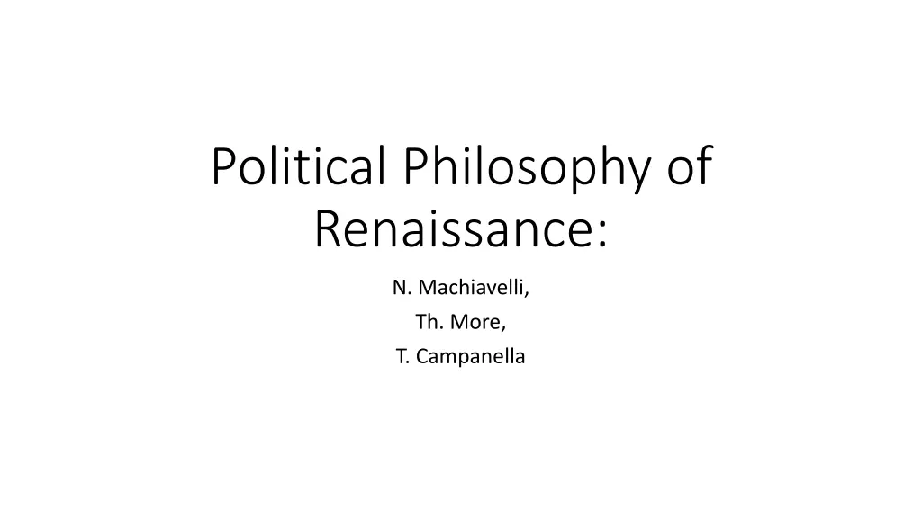 political philosophy of renaissance n.w