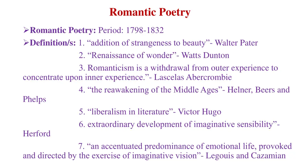 romantic poetry n.w