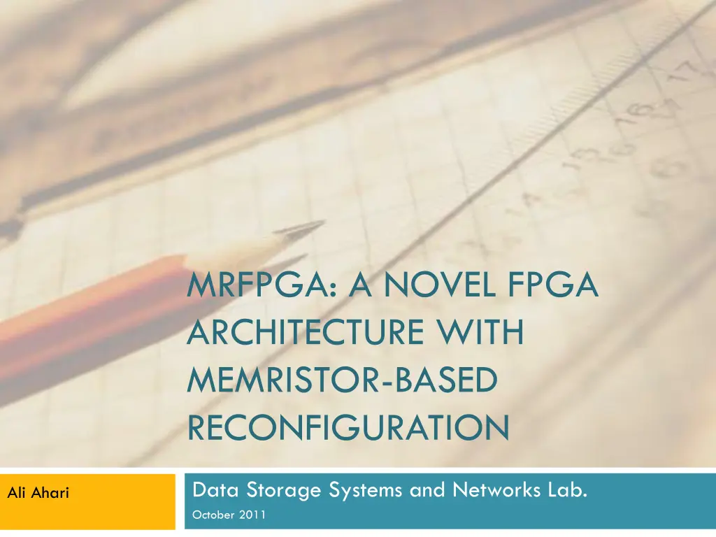 mrfpga a novel fpga architecture with memristor n.w