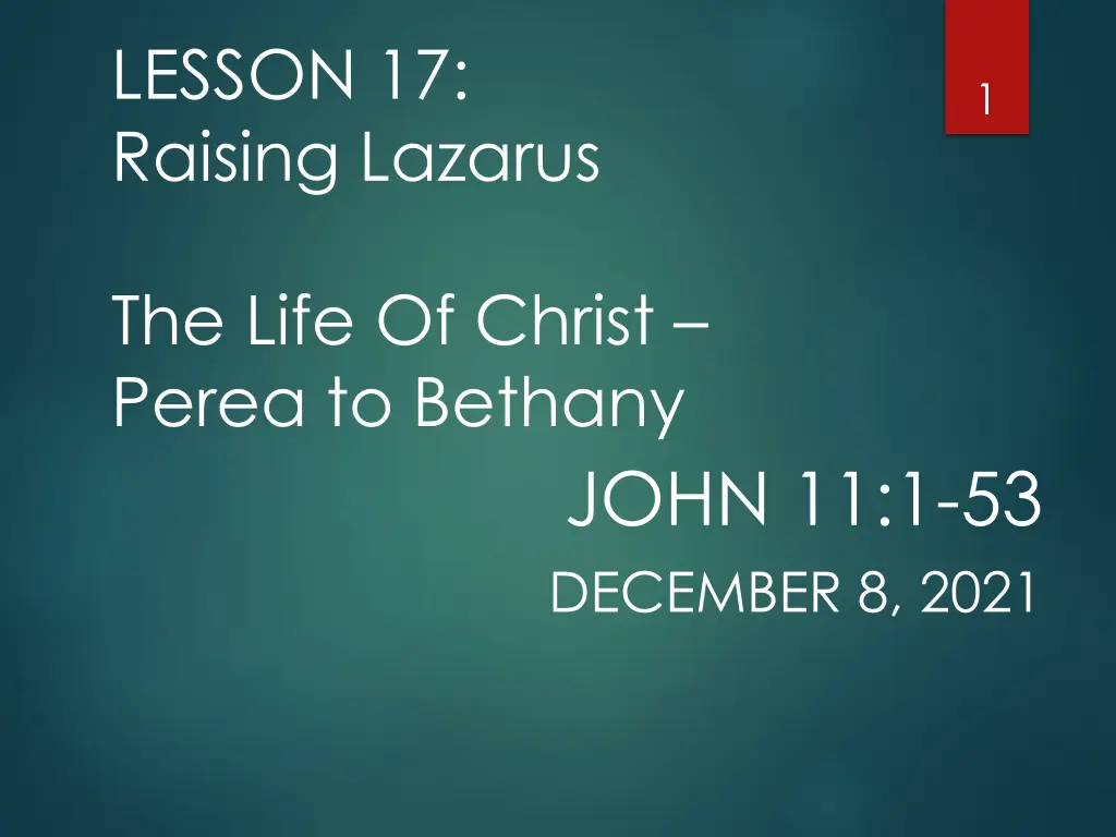 lesson 17 raising lazarus n.w
