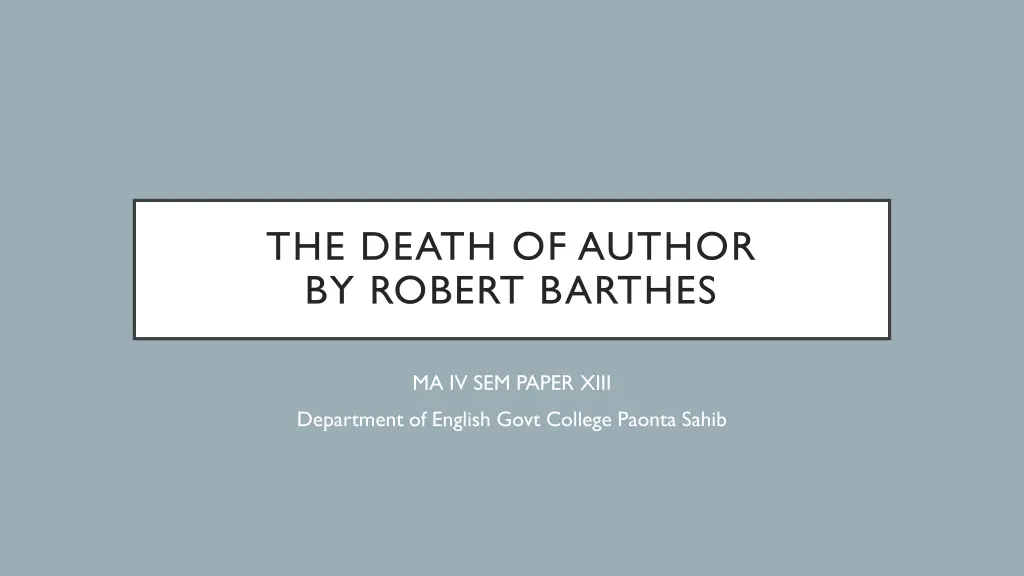 the death of author by robert barthes n.w
