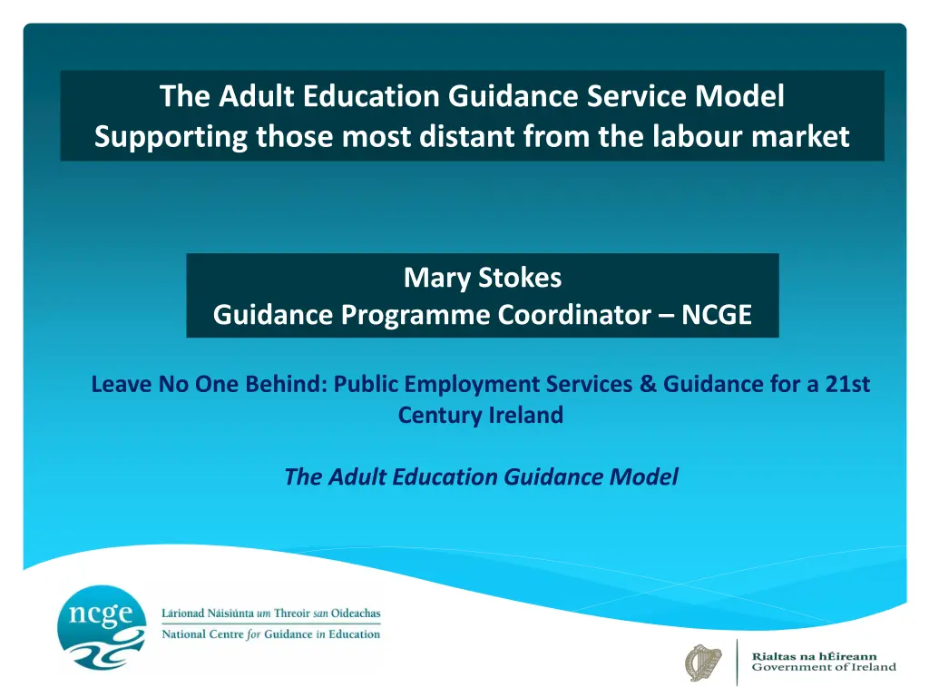 the adult education guidance service model n.w