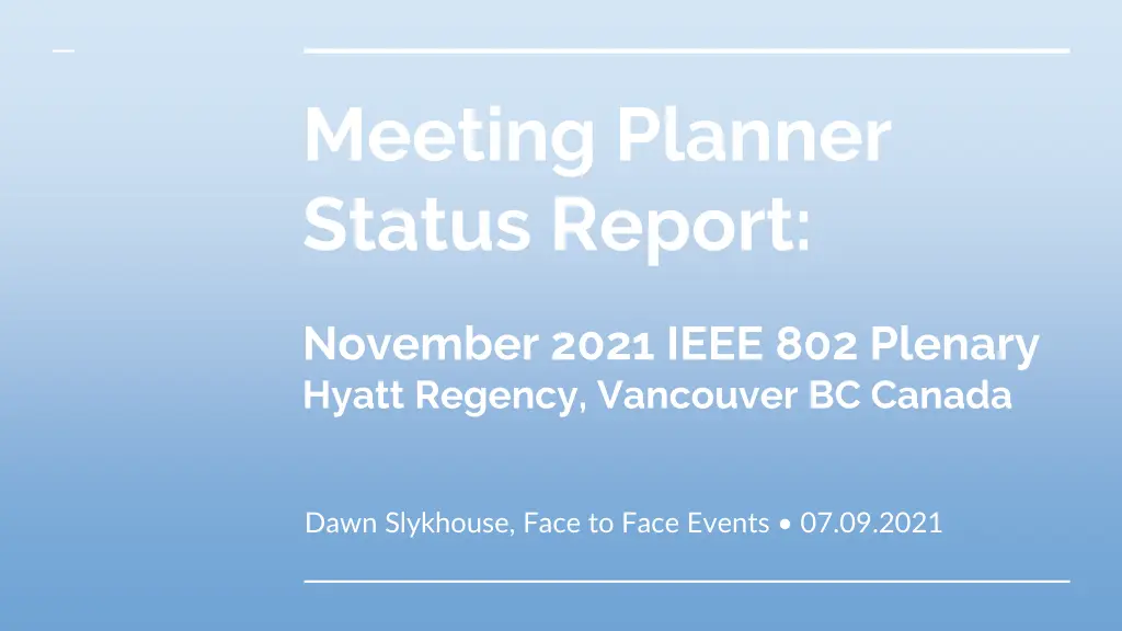 meeting planner status report n.w