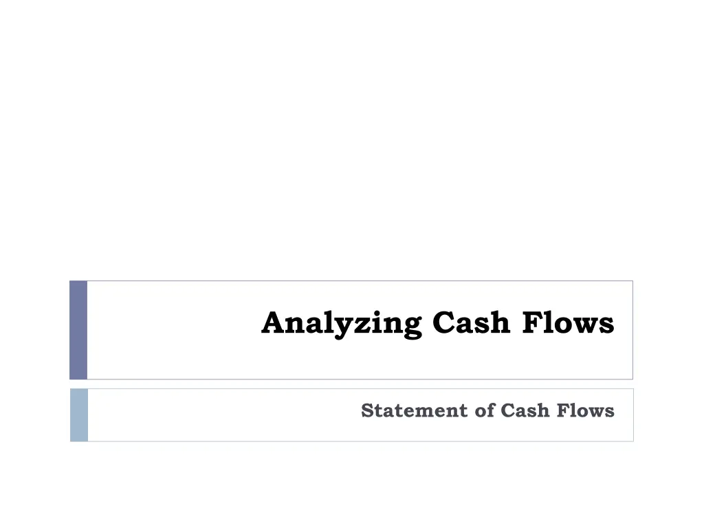 analyzing cash flows n.w