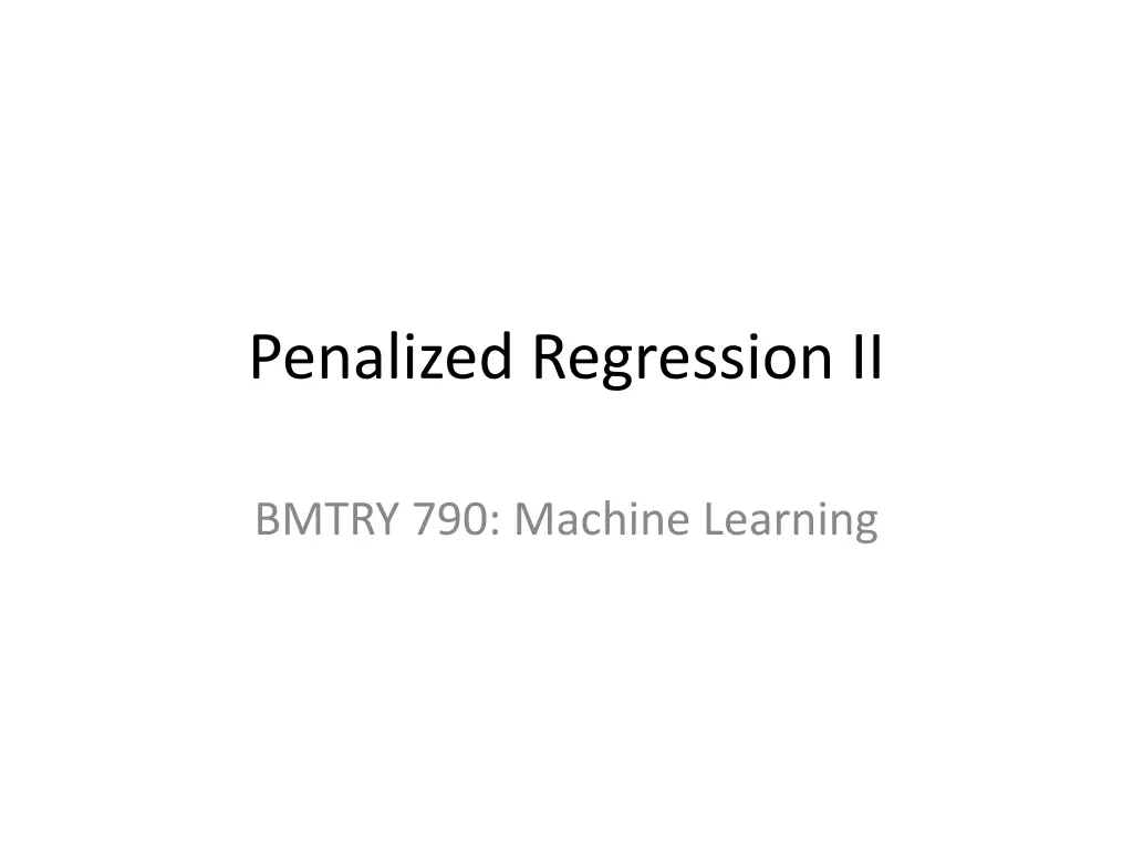 penalized regression ii n.w