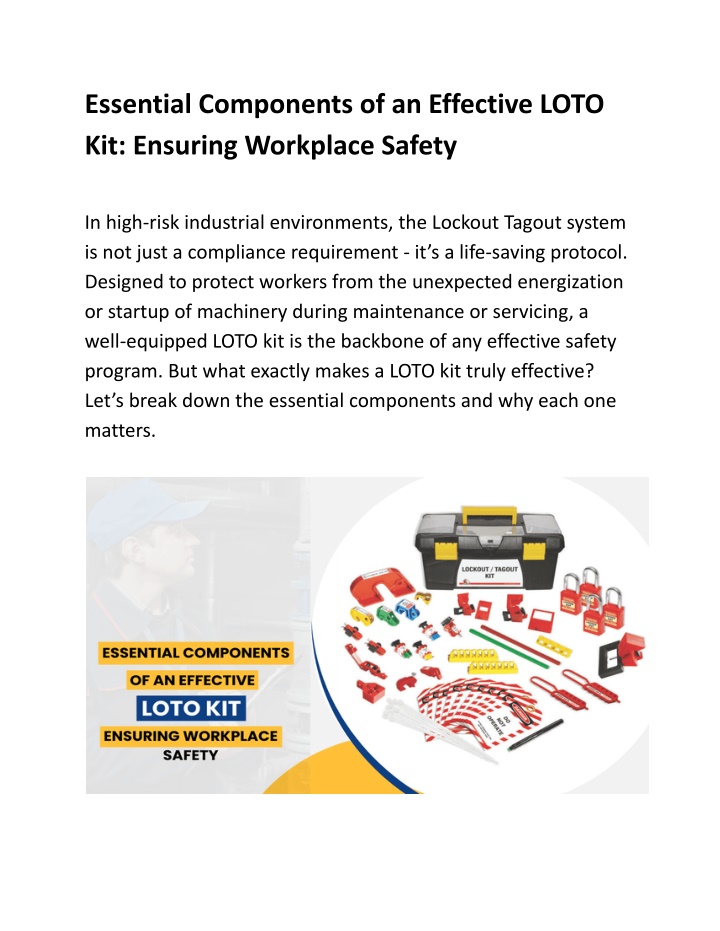 essential components of an effective loto n.w