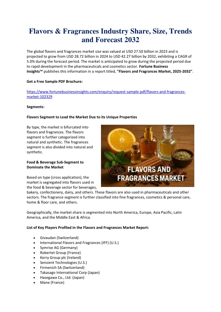 flavors fragrances industry share size trends n.w
