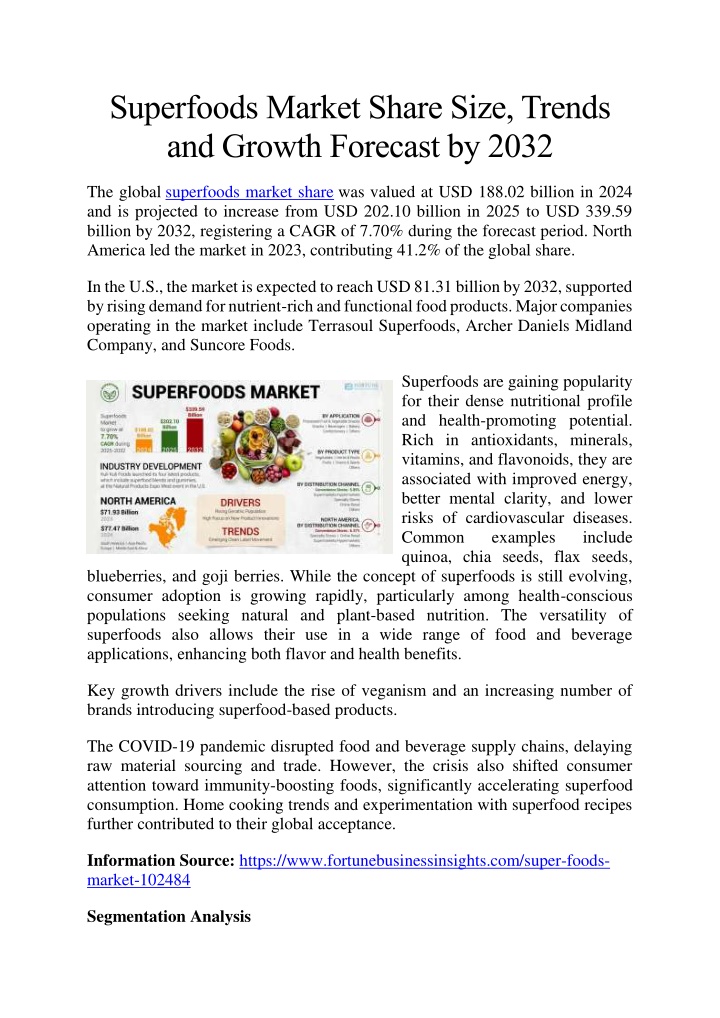 superfoods market share size trends and growth n.w