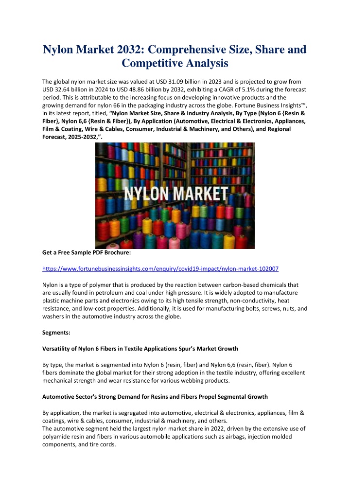 nylon market 2032 comprehensive size share n.w