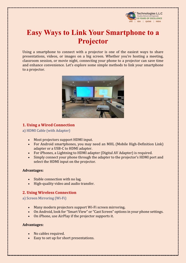 easy ways to link your smartphone to a projector n.w