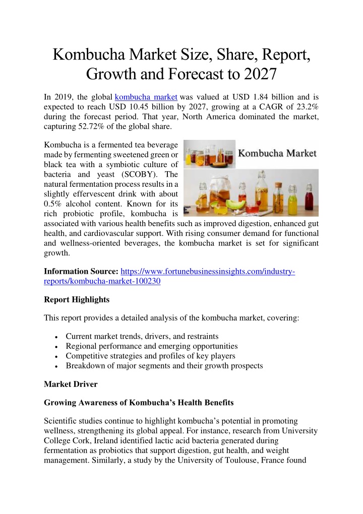 kombucha market size share report growth n.w