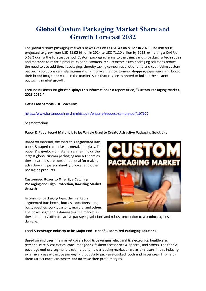 global custom packaging market share and growth n.w