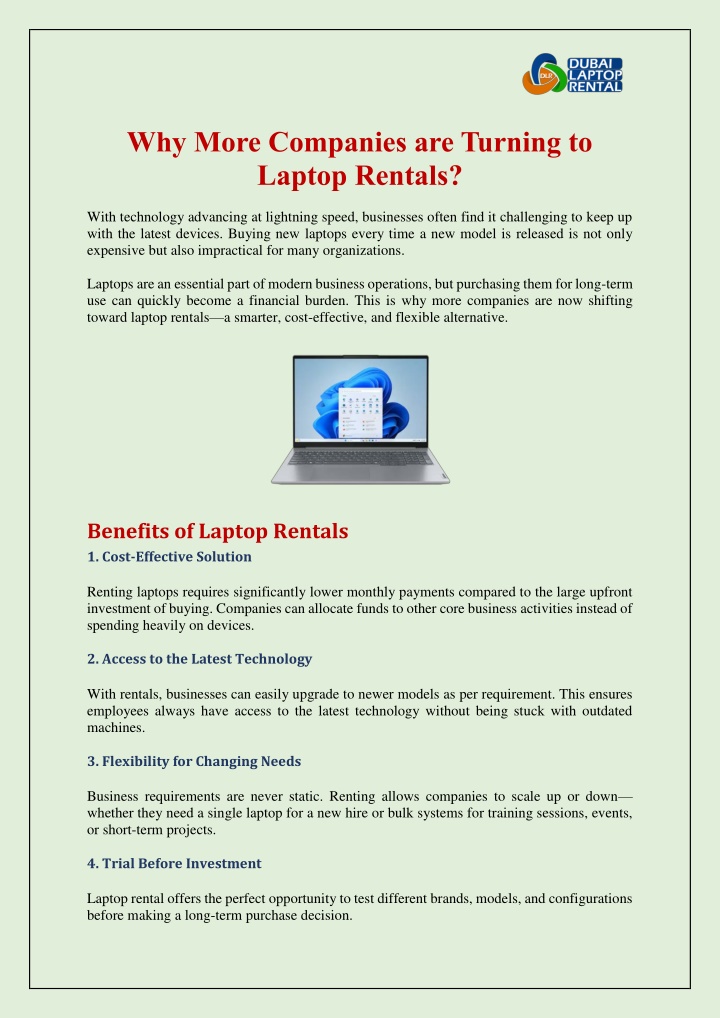 why more companies are turning to laptop rentals n.w