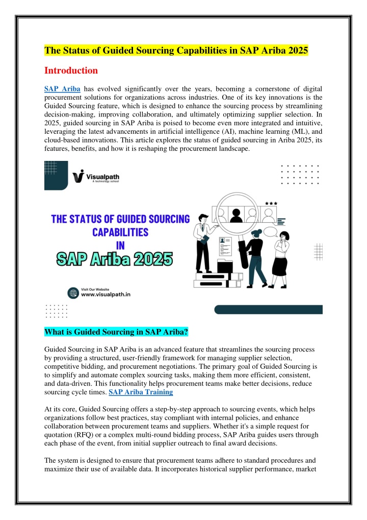 the status of guided sourcing capabilities n.w