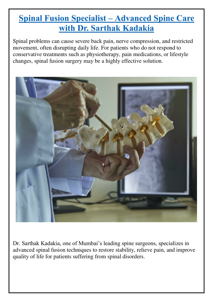 spinal fusion specialist advanced spine care with n.w