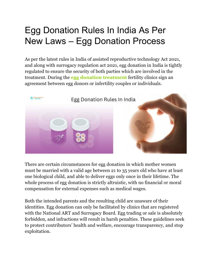 egg donation rules in india as per new laws n.w