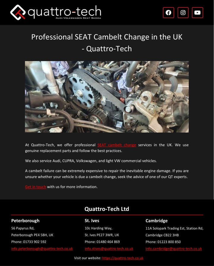 professional seat cambelt change n.w