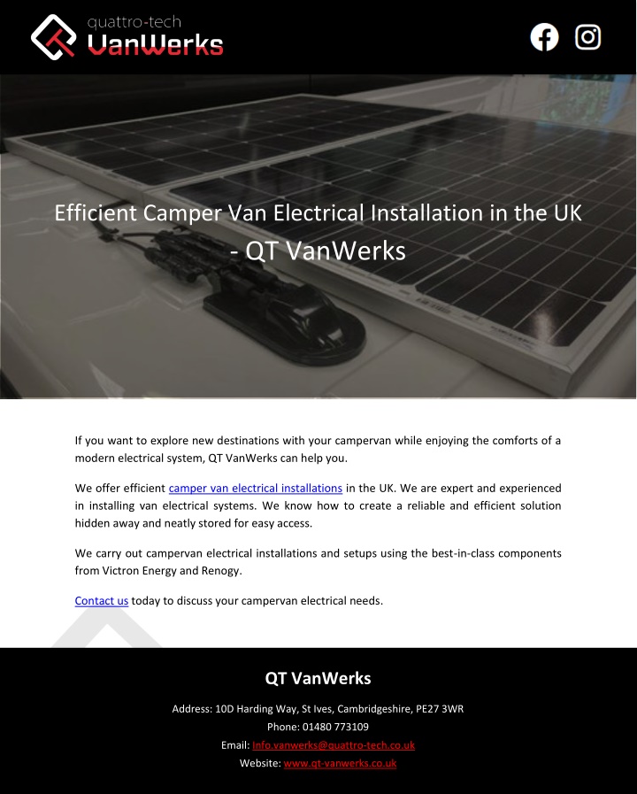efficient camper van electrical installation n.w