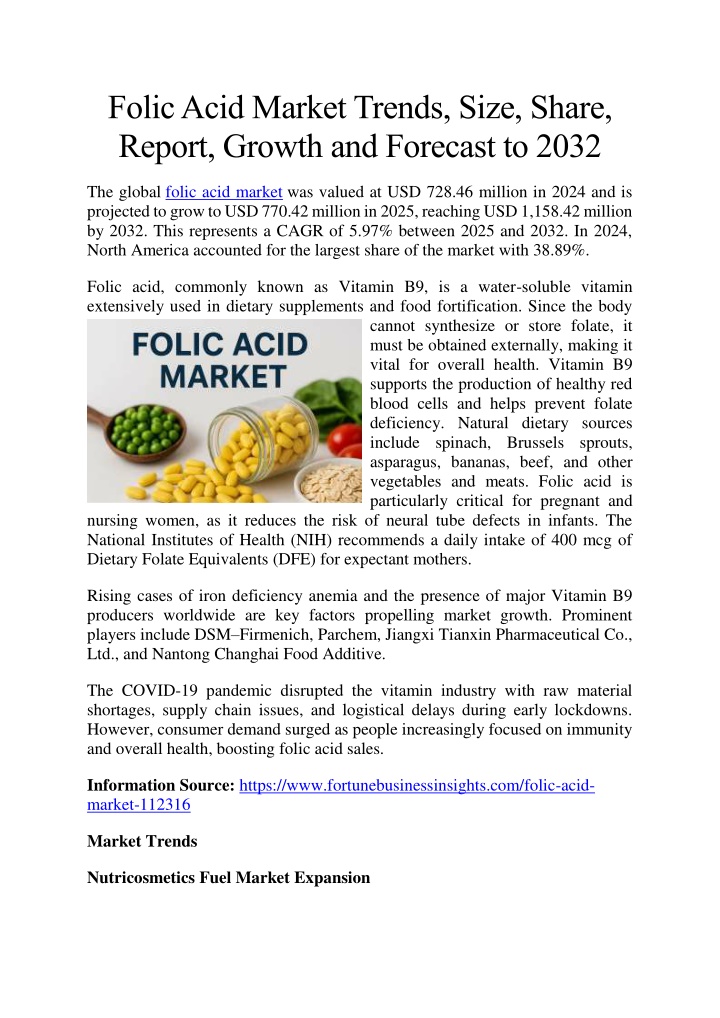 folic acid market trends size share report growth n.w