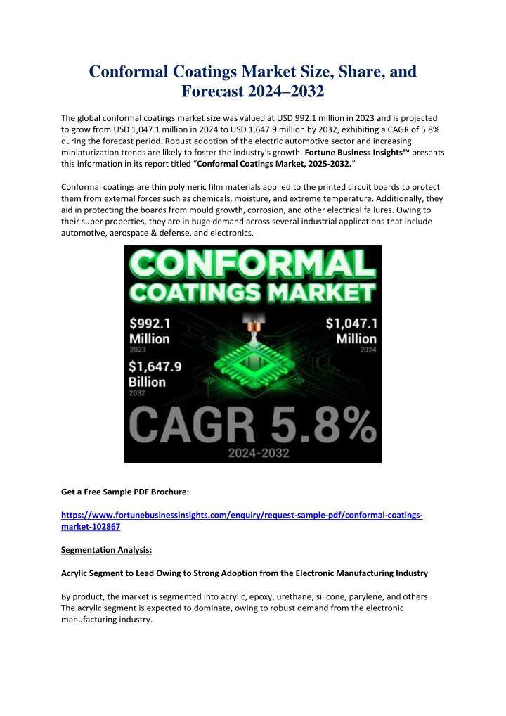conformal coatings market size share and forecast n.w
