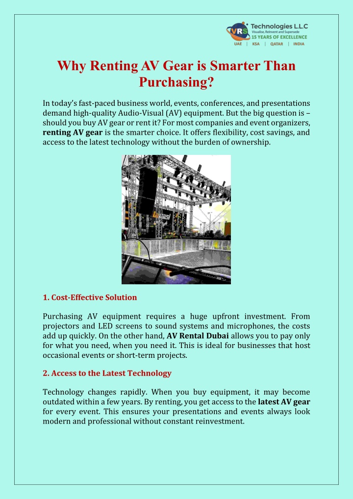 why renting av gear is smarter than purchasing n.w