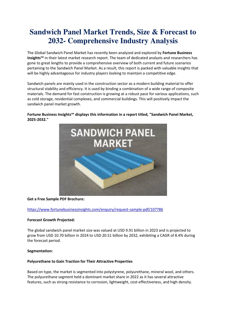 sandwich panel market trends size forecast n.w