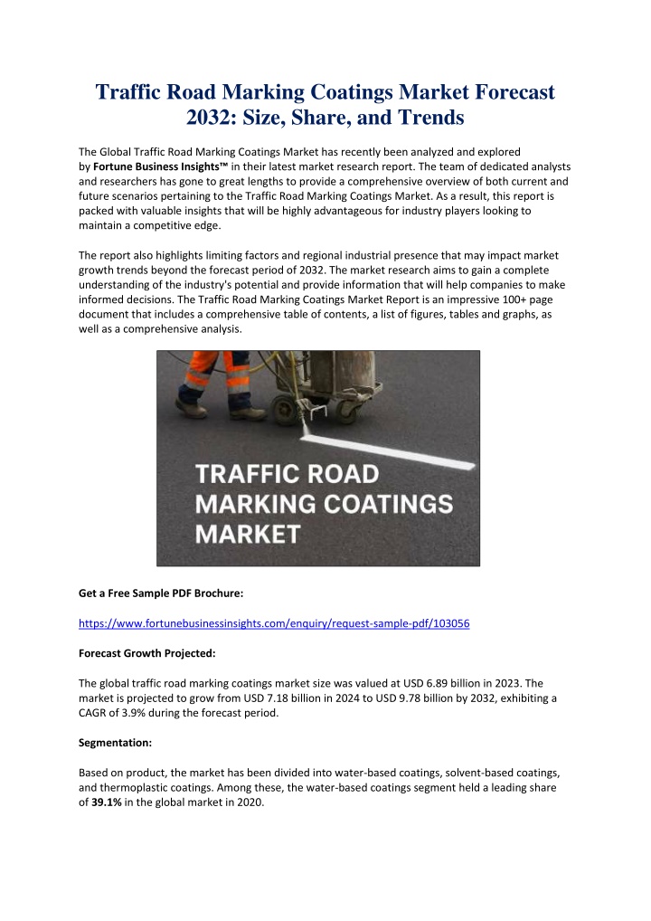 traffic road marking coatings market forecast n.w