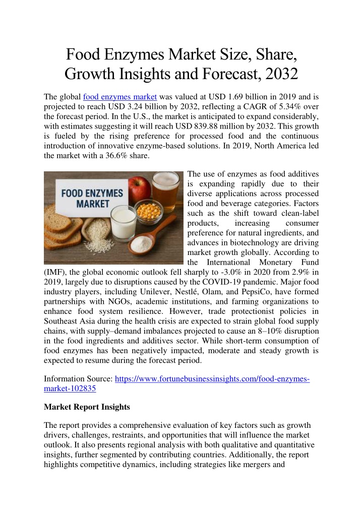 food enzymes market size share growth insights n.w