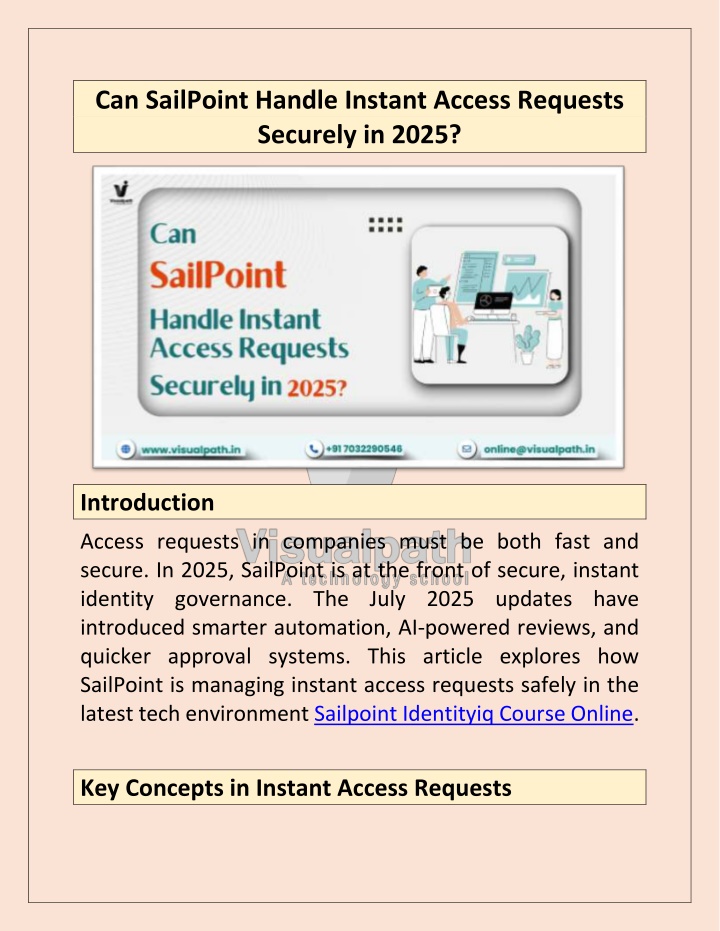 can sailpoint handle instant access requests n.w