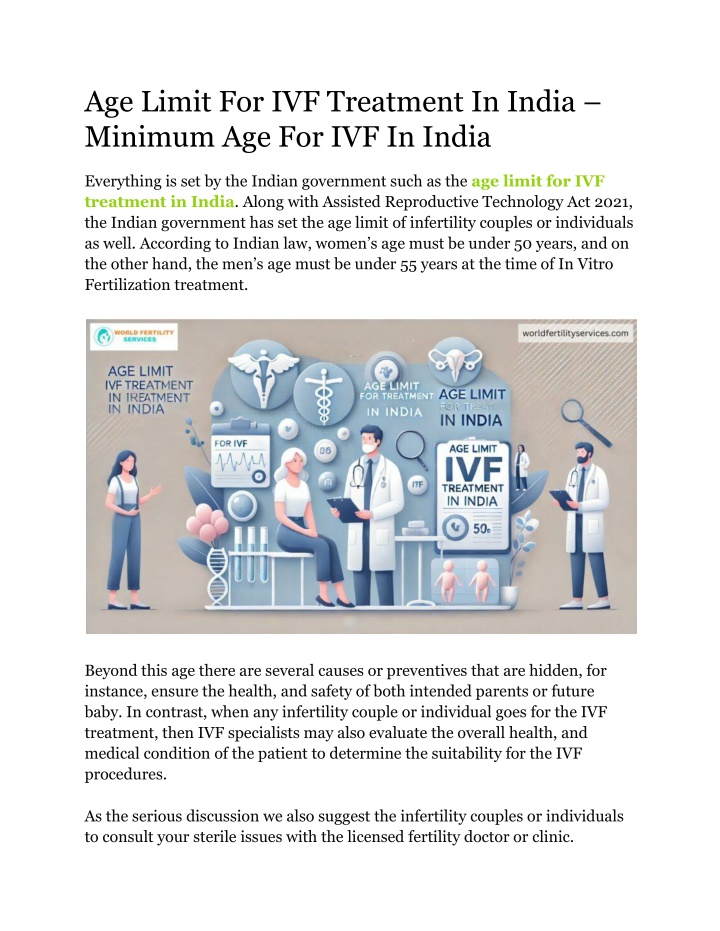 age limit for ivf treatment in india minimum n.w