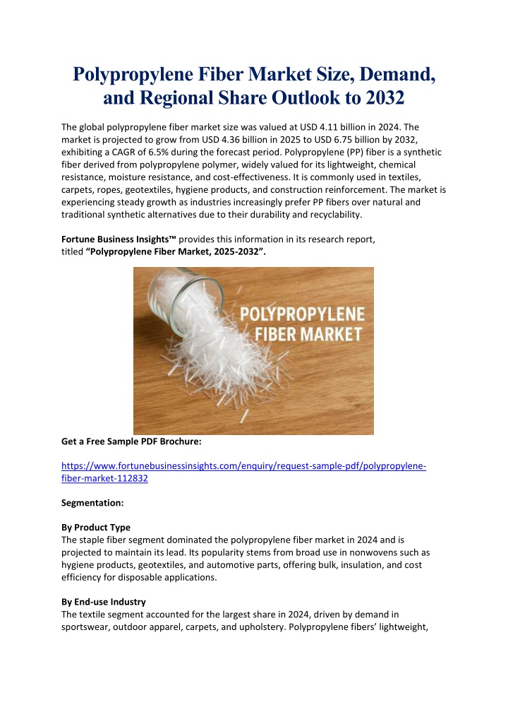 polypropylene fiber market size demand n.w
