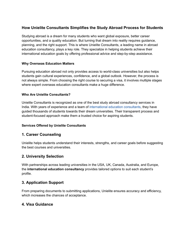 how unielite consultants simplifies the study n.w