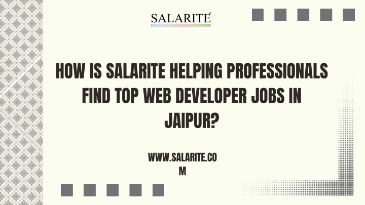 How is Salarite helping professionals find top web developer jobs in Jaipur
