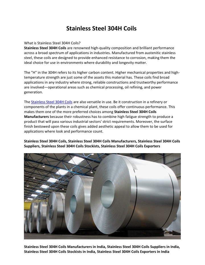 what is stainless steel 304h coils stainless n.w