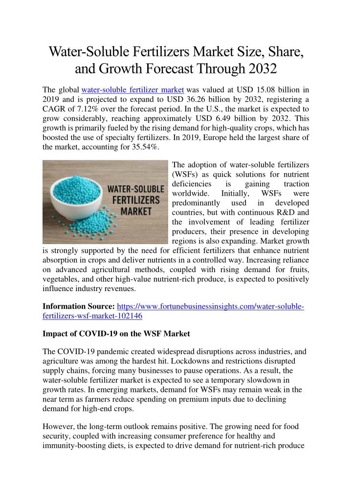 water soluble fertilizers market size share n.w