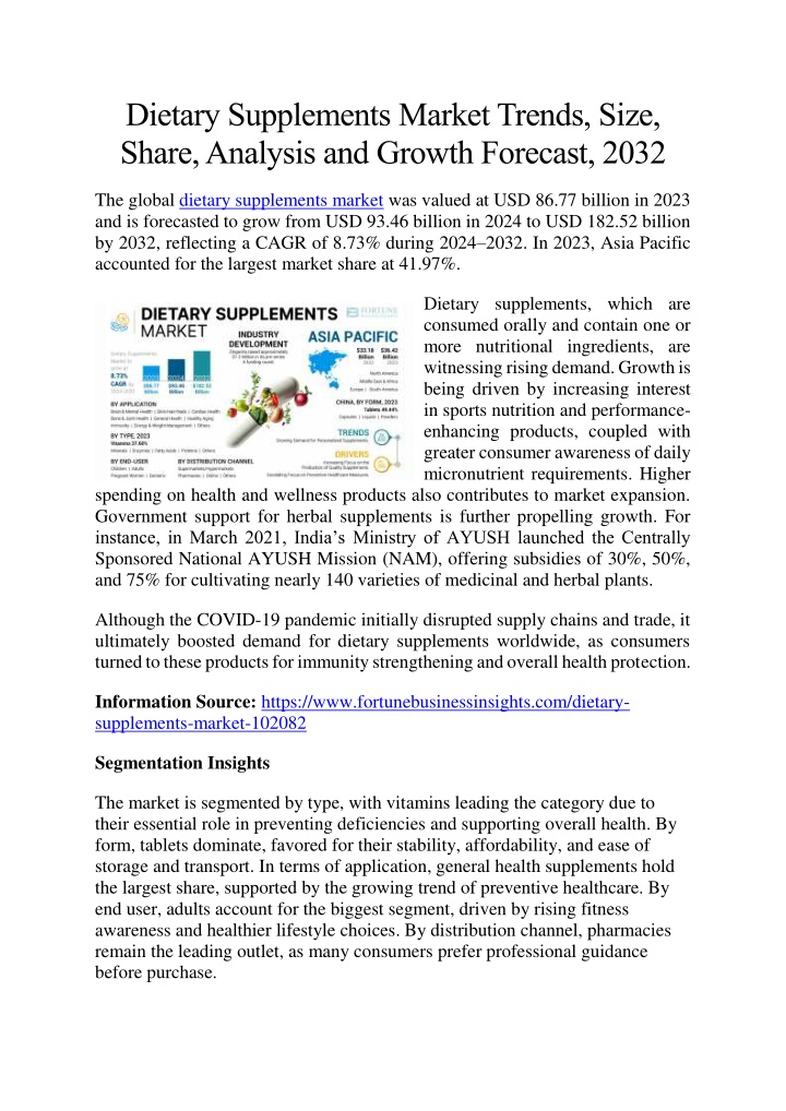 dietary supplements market trends size share n.w