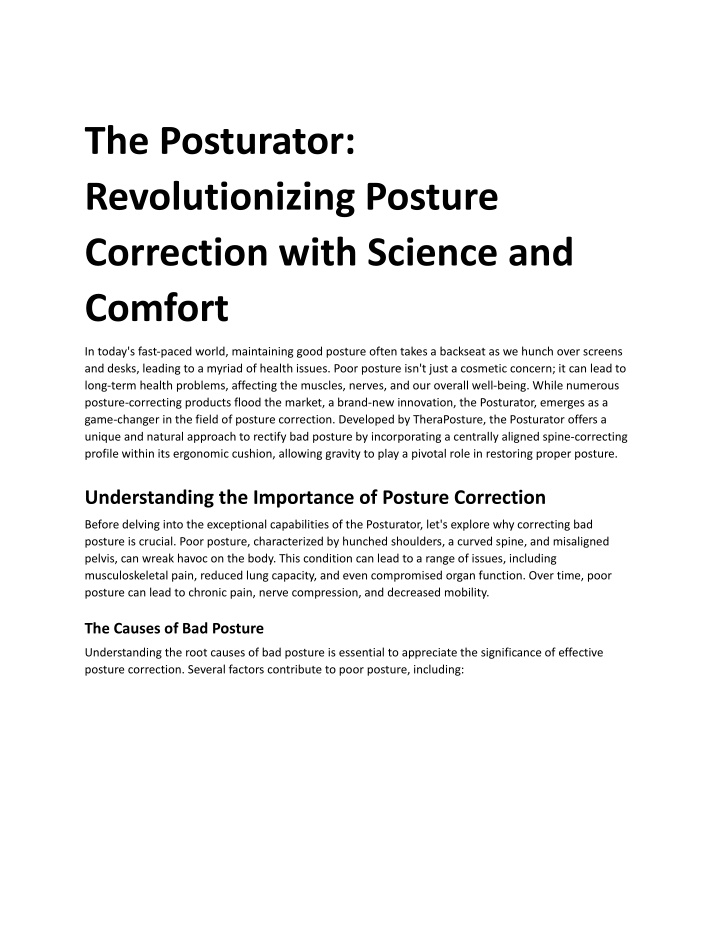the posturator revolutionizing posture correction n.w