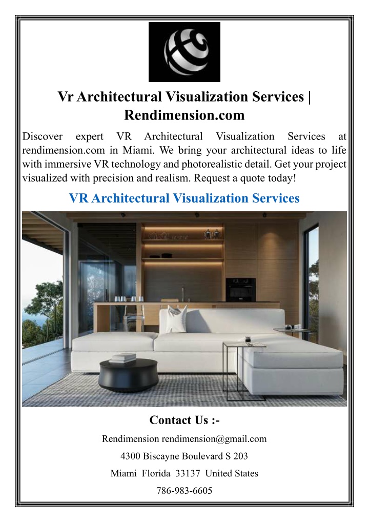 vr architectural visualization services n.w