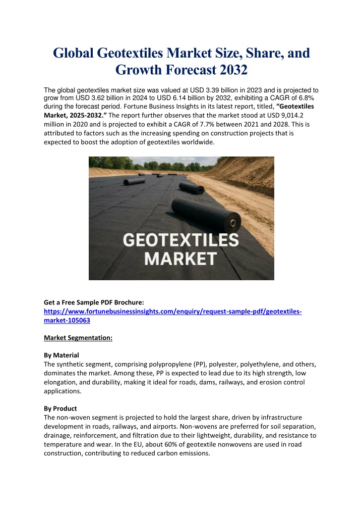 global geotextiles market size share and growth n.w