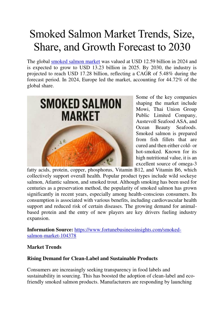 smoked salmon market trends size share and growth n.w