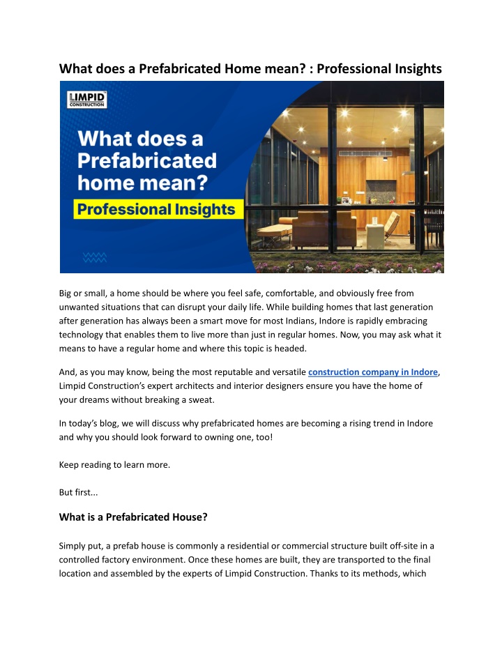 what does a prefabricated home mean professional n.w