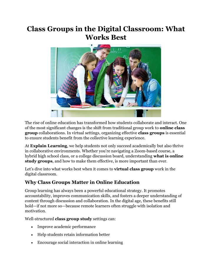 class groups in the digital classroom what works n.w