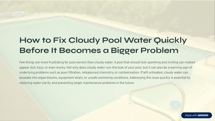 how to fix cloudy pool water quickly before n.w