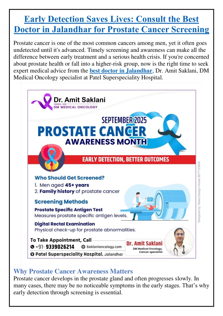 early detection saves lives consult the best n.w