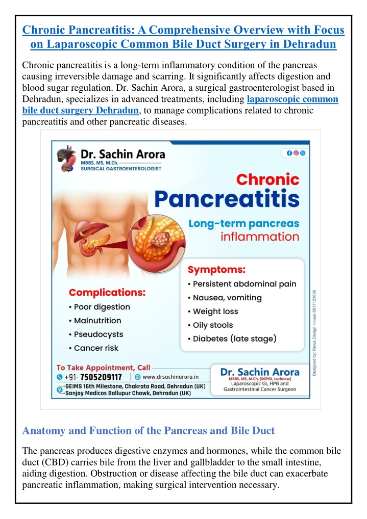 chronic pancreatitis a comprehensive overview n.w
