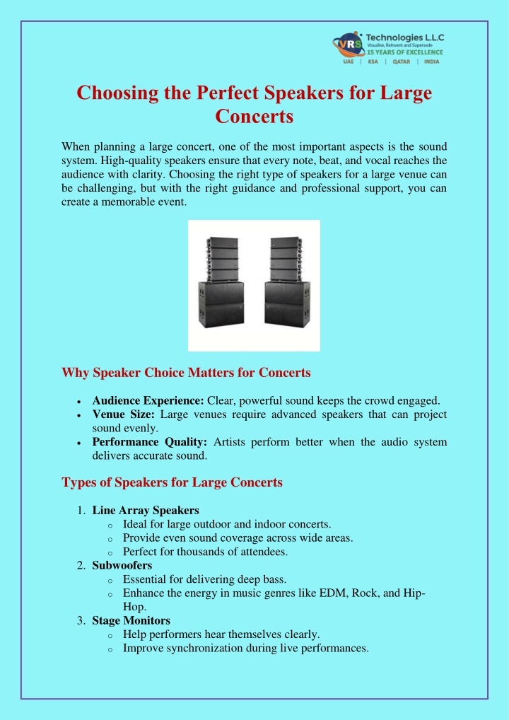 choosing the perfect speakers for large concerts n.w